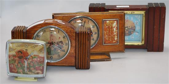 Four Chinese Cultural Revolution alarm clocks